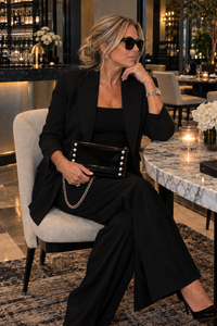 Laurice Noire Genuine Patent Leather Black Clutch