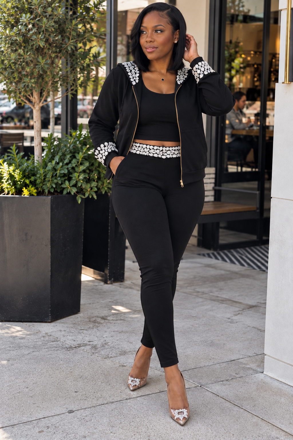 Laurice Noire Black Crystal Midnight Glam Hoodie