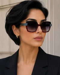 Laurice Noire Cheryl Polarized Sunglasses- Red Leopard/Dark Blue