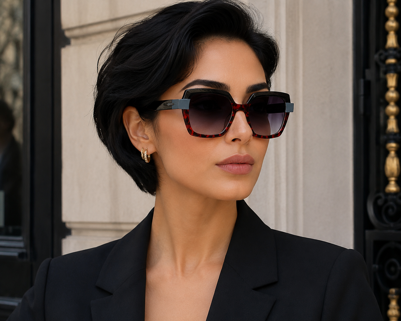 Laurice Noire Cheryl Polarized Sunglasses- Red Leopard/Dark Blue