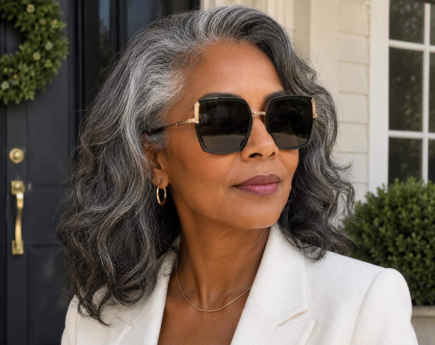 Laurice Noire Georgia Polarized Sunglasses- Black/Gold