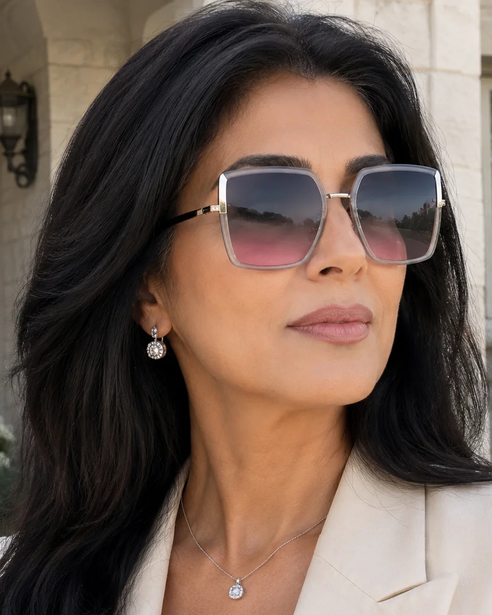 Laurice Noire Georgia Polarized Sunglasses- Gray/Pink