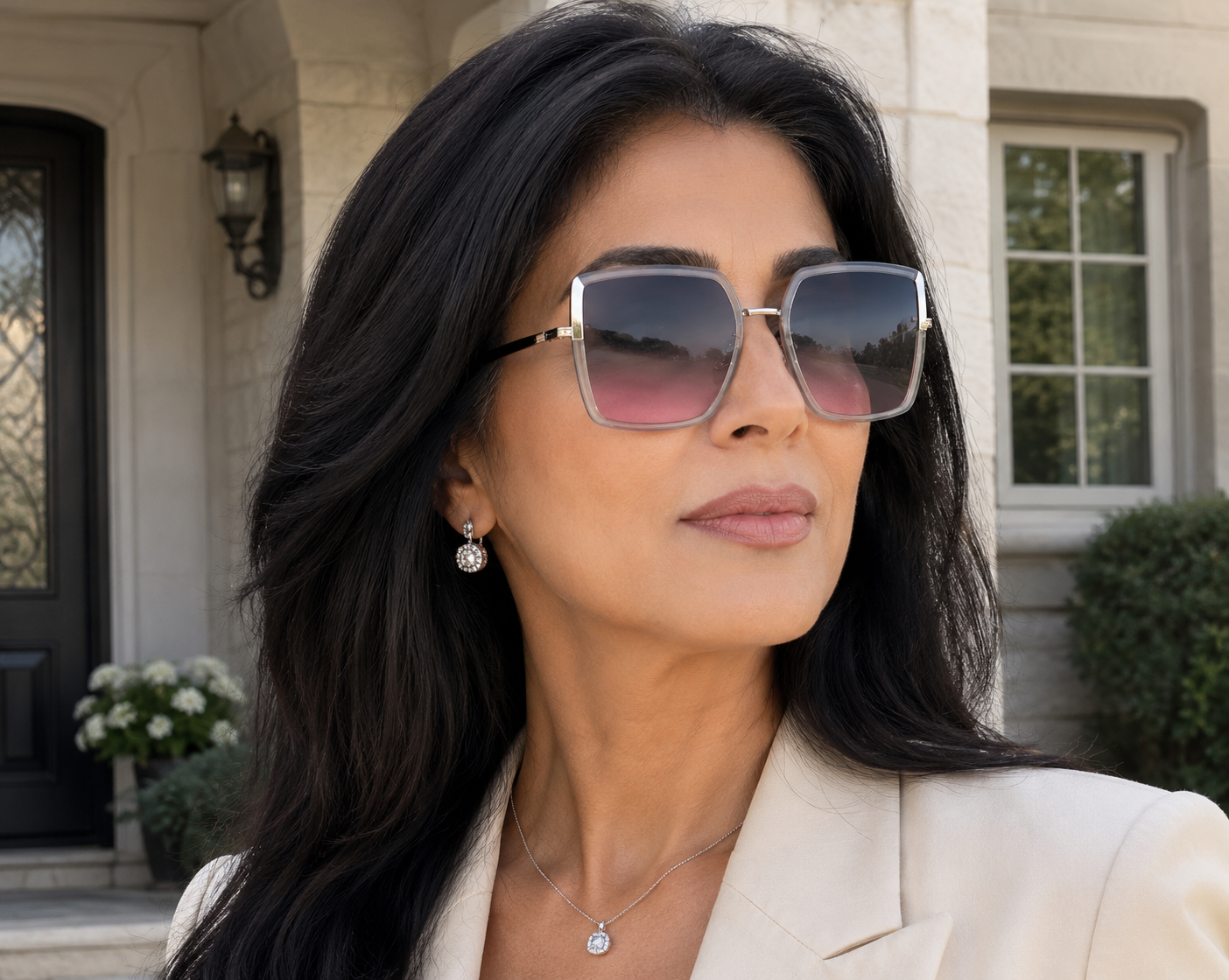 Laurice Noire Georgia Polarized Sunglasses- Gray/Pink