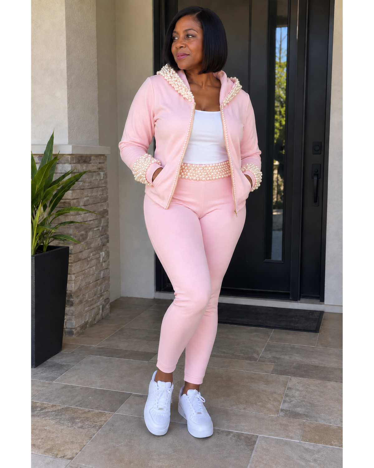 Laurice Noire Light Pink Pearl Ambition Glam Hoodie