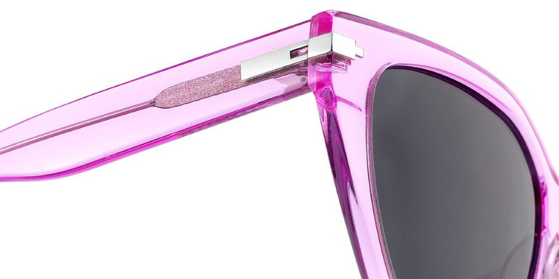 Close-up of Tati polarized purple sunglasses highlighting the stylish design and sleek finish.