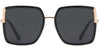 Georgia Polarized Sunglasses in Black and Gold, featuring a stylish square design and polarized lenses for UV protection.