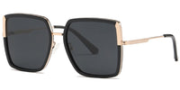 Georgia Polarized Sunglasses in Black and Gold with large square lenses for stylish sun protection.