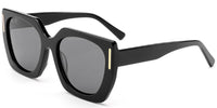 Ana polarized sunglasses in black and gold, stylish square frame and tinted lenses, perfect for summer outings.