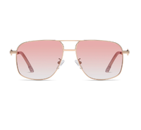 Laurice Noire Lenoah Rose Gold Polarized Sunglasses with gradient pink lenses and metal frame.