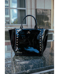 Laurice Noire Geniuine Patent Leather Anastacia Tote – Black/Gold