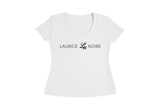 Laurice Noire Women's White Logo Scoop Neck T-Shirt