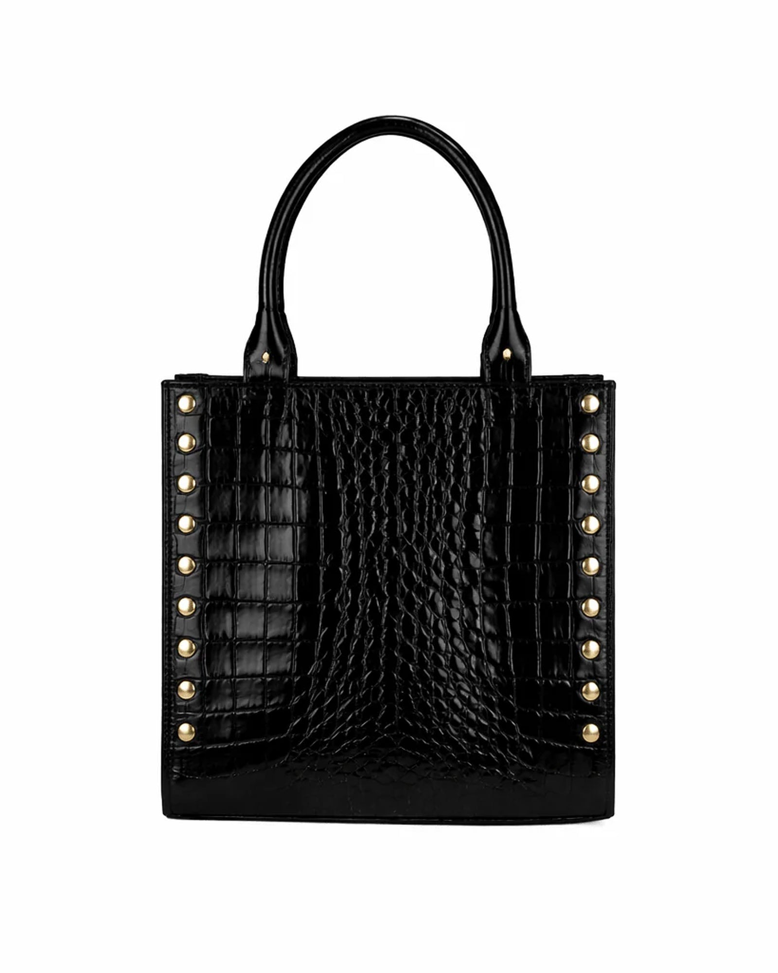 Laurice Noire Patent Croc Leather  Anastacia 2 Tote - Black/Gold