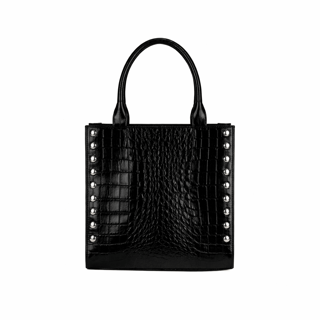 Anastacia 2 Tote - Black with Silver Hardware - Laurice Noire