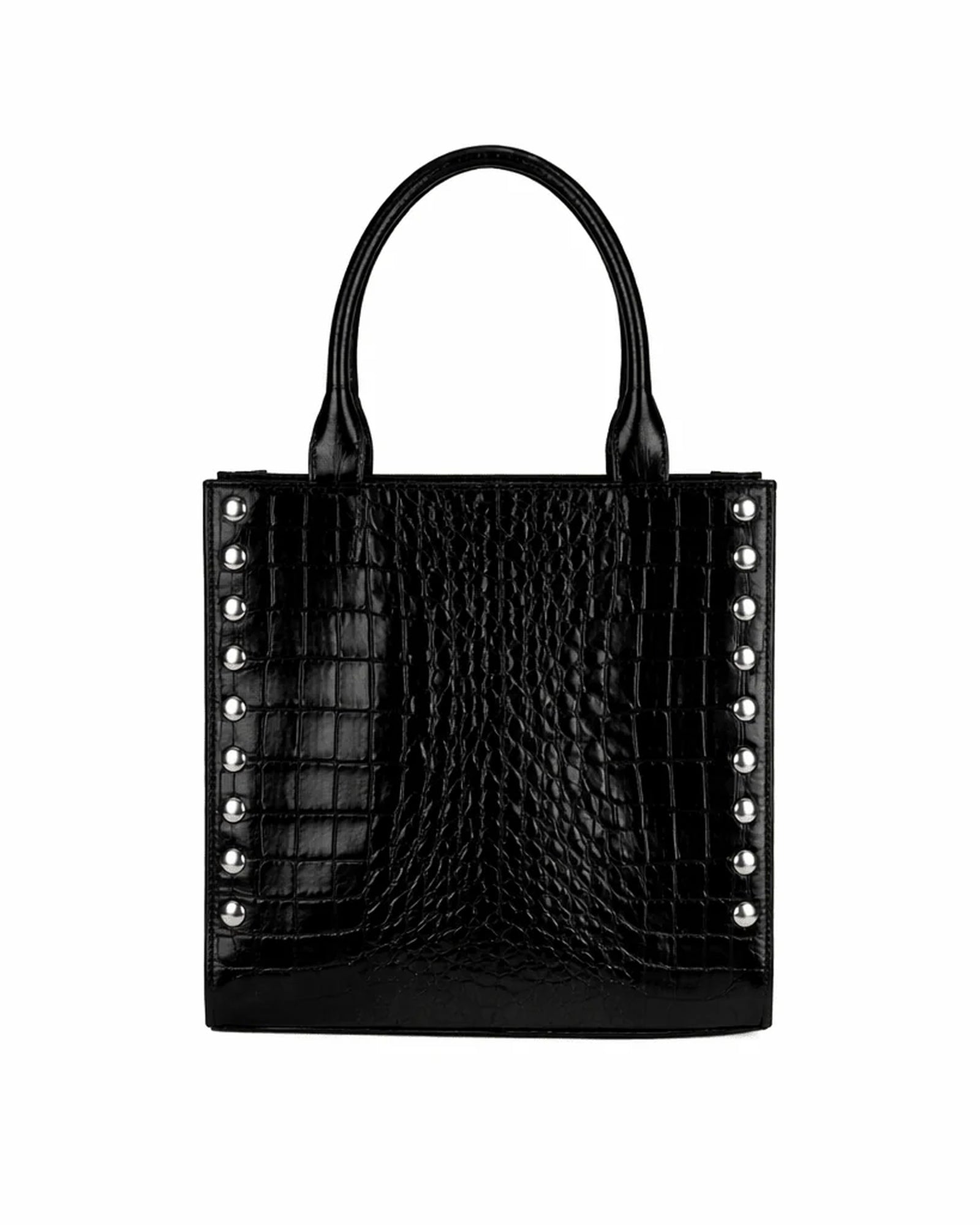 Laurice Noire Patent Croc Leather Anastacia 2 Tote - Black/Silver