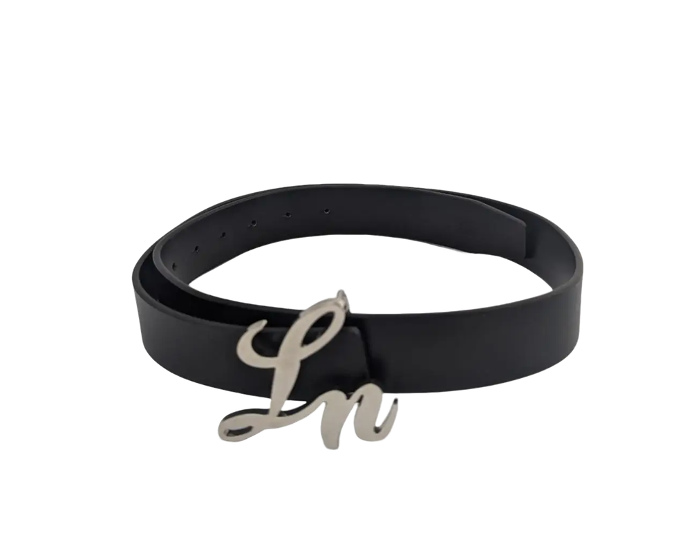 Laurice Noire LN Genuine Leather Logo Belt - Silver image 0
