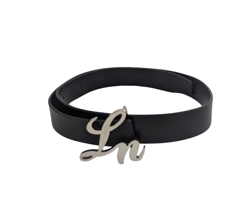 Laurice Noire LN Genuine Leather Logo Belt - Silver image 0