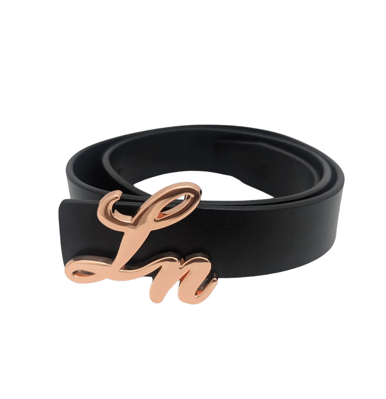 Laurice Noire LN Genuine Leather Logo Belt - Rose Gold - Laurice Noire