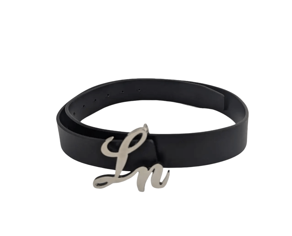 Laurice Noire LN Genuine Leather Logo Belt - Silver - Laurice Noire