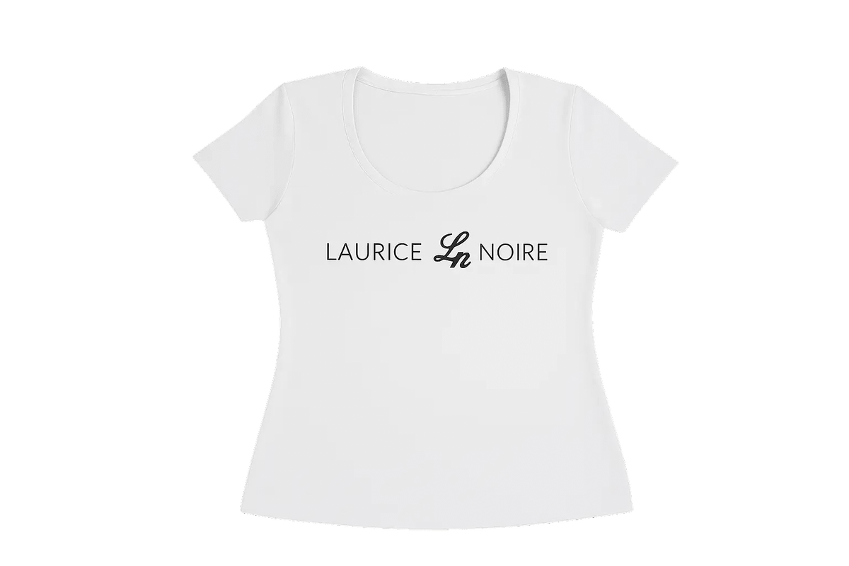 Laurice Noire Women's White Logo Scoop Neck T-Shirt - Laurice Noire