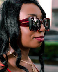 Laurice Noire Terri Polarized Sunglasses- Black/Red