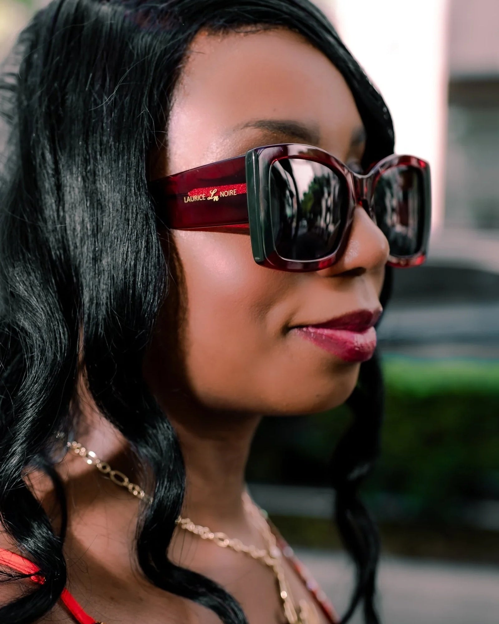 Laurice Noire Terri Polarized Sunglasses- Black/Red